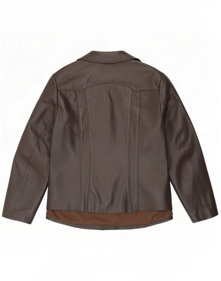Giacca in pelle vintage da donna IT 44 Marrone medio