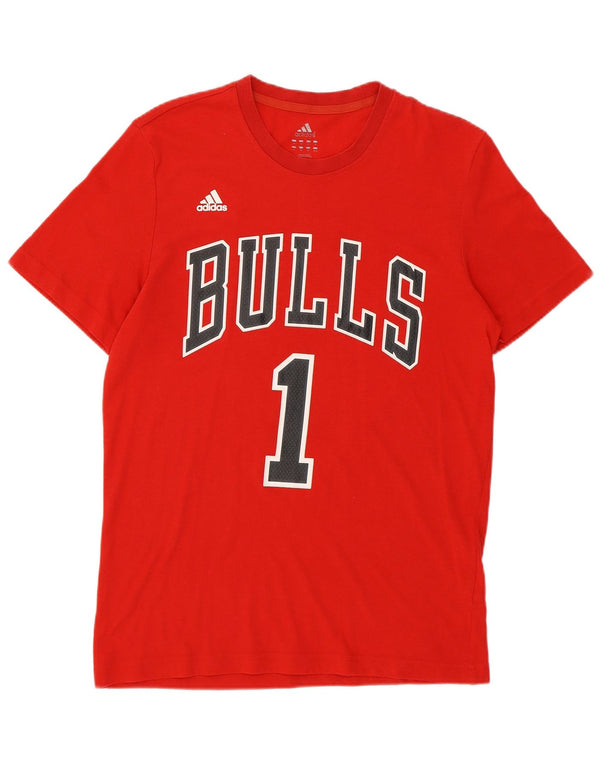 T-shirt grafica Adidas da uomo Bulls Top in poliestere rosso medio