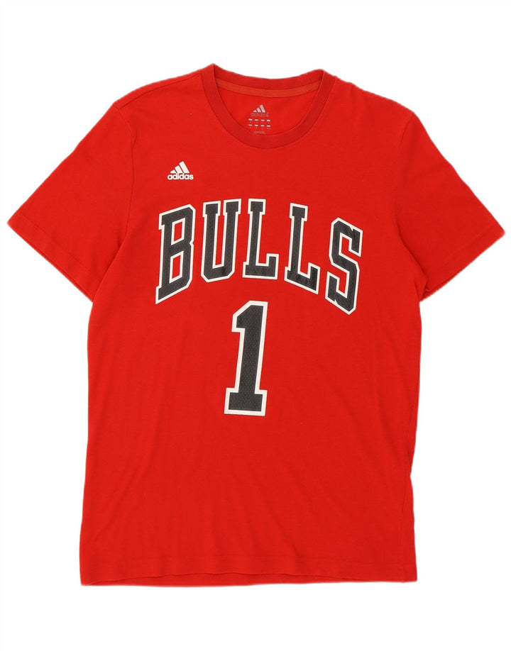 T-shirt grafica Adidas da uomo Bulls Top in poliestere rosso medio