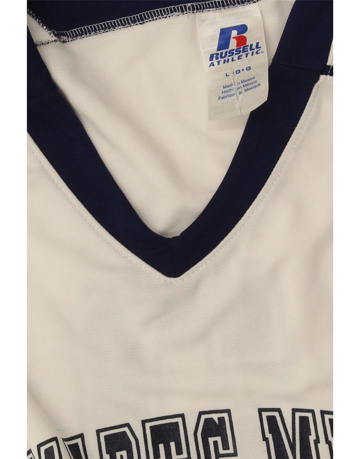 Canotta grafica da uomo Russell Athletic, grande, in poliestere color block bianco