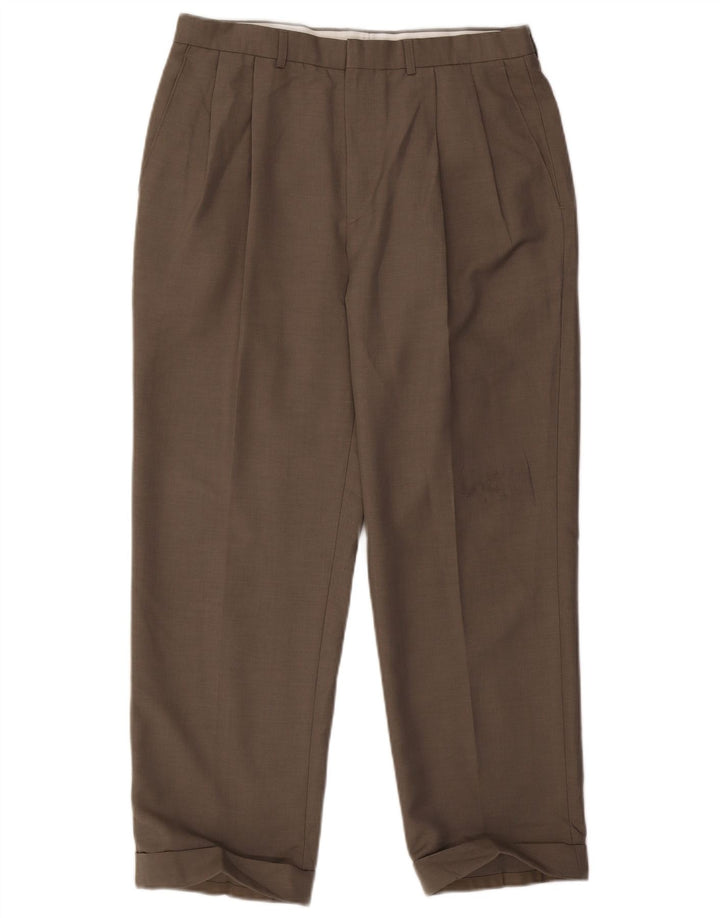 Pantaloni chino con pegging da uomo Marks & Spencer W34 L29 poliestere grigio