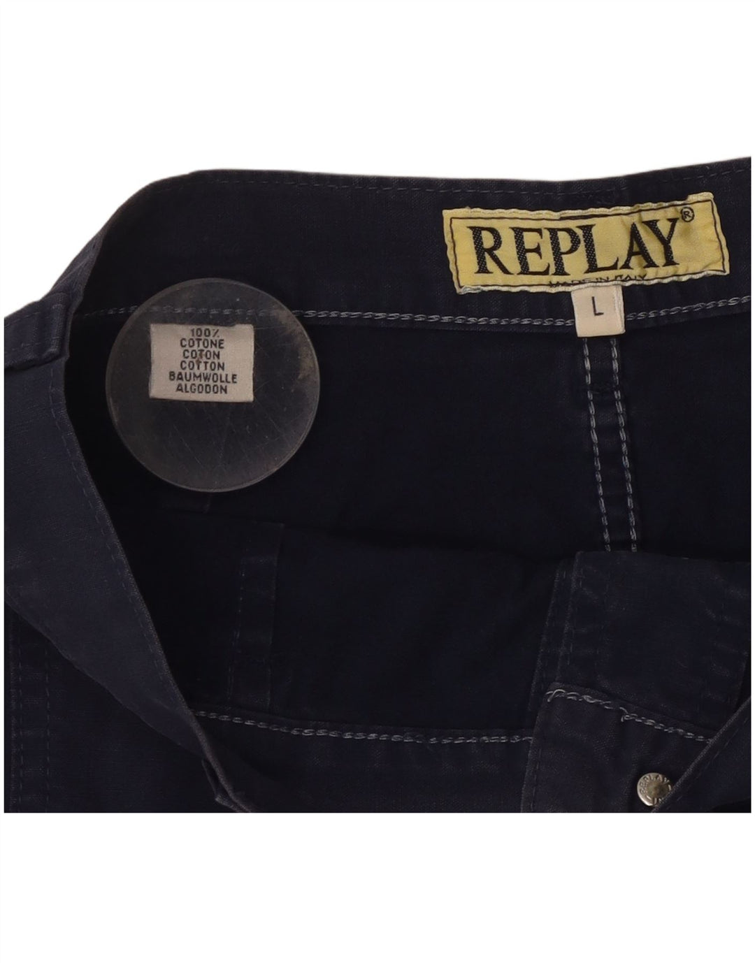 Replay Mini gonna a trapezio da donna grande W30 in cotone blu navy