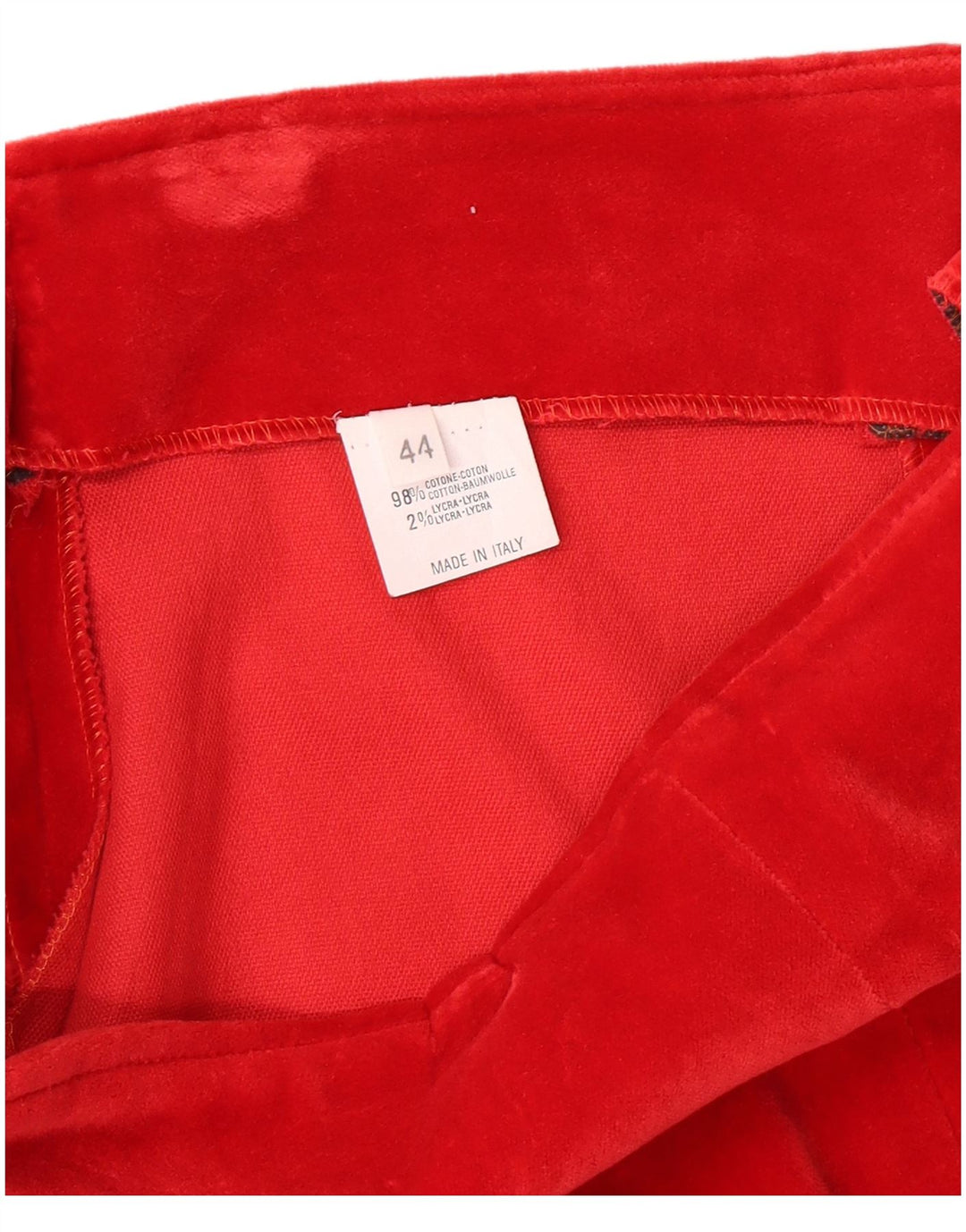 Gonna tubino in velluto da donna VINTAGE IT 44 media W26 cotone rosso