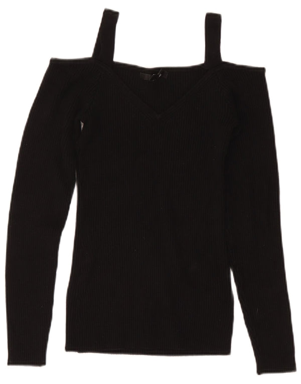 Top corto da donna con spalle scoperte Guess UK 8 piccolo rayon nero