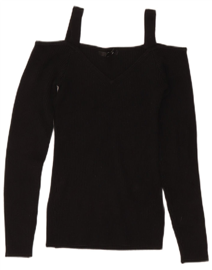 Top corto da donna con spalle scoperte Guess UK 8 piccolo rayon nero