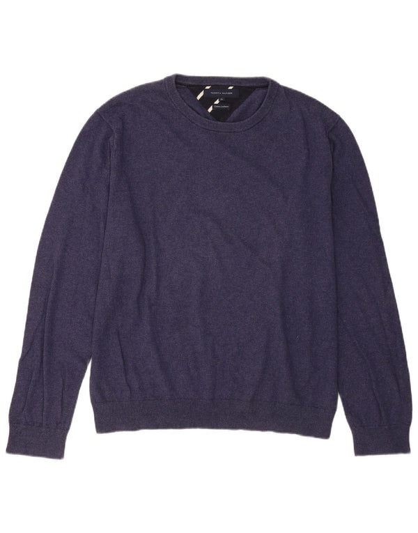 Maglione maglione girocollo da uomo Tommy Hilfiger XL in cotone blu navy