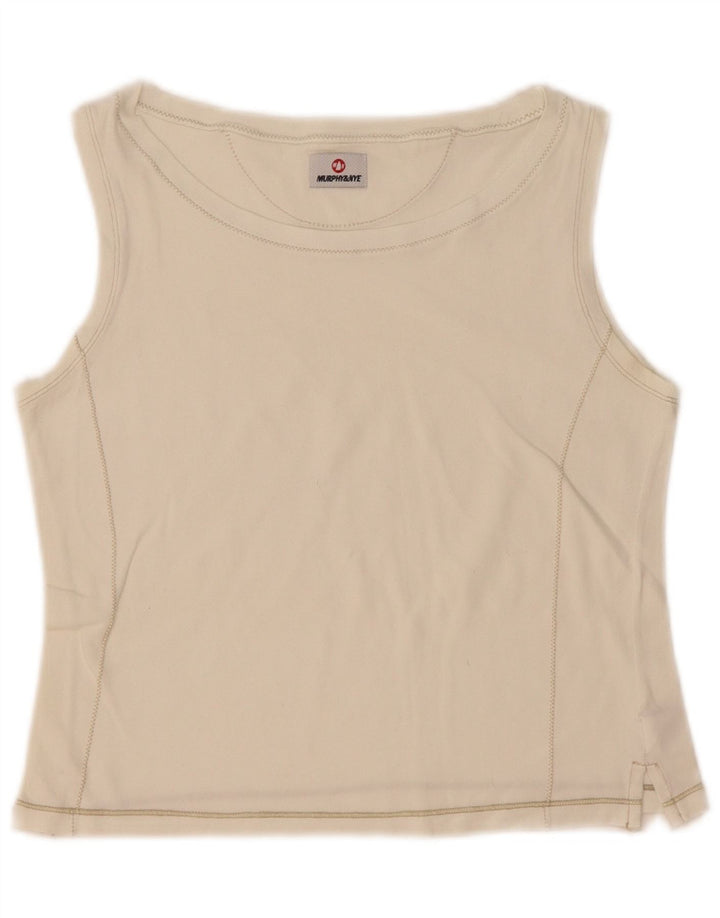 Top corto da donna Murphy & Nye UK 12 cotone bianco medio