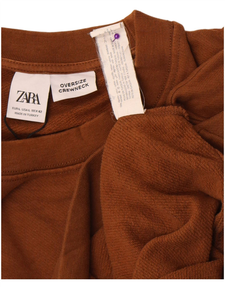 Felpa oversize da uomo Zara, maglione grande, cotone marrone