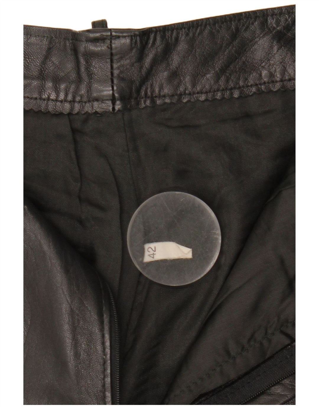 Pantaloni dritti in pelle da donna vintage IT 42 medi W27 L25 neri