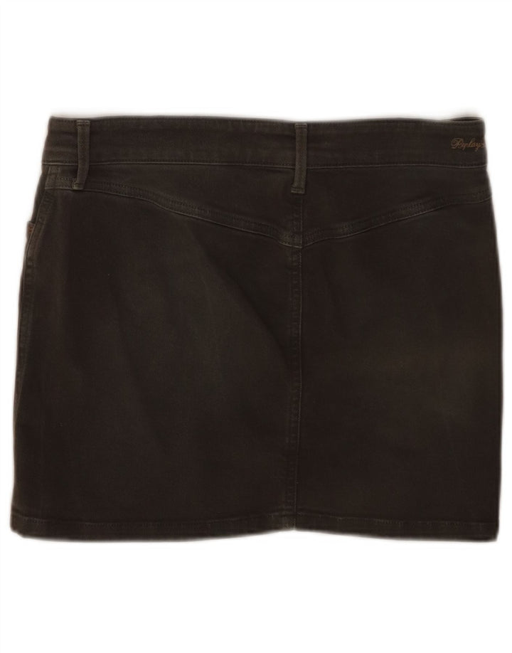 Mini gonna di jeans da donna Replay W27 piccola in cotone kaki