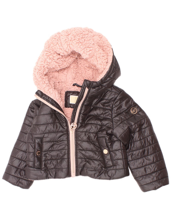 Giacca imbottita in sherpa con cappuccio per bambina Michael Kors, 18-24 mesi, nera