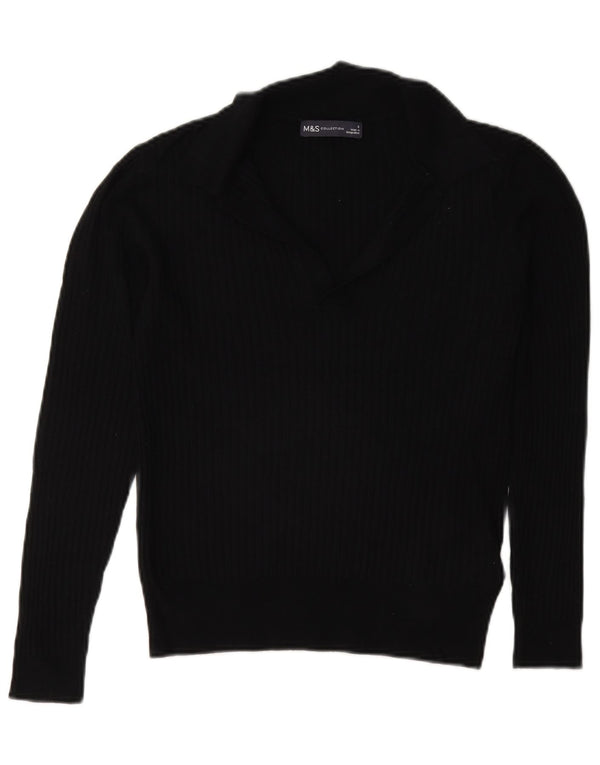 Maglione a collo alto da donna Marks & Spencer UK 8 piccolo in viscosa nera