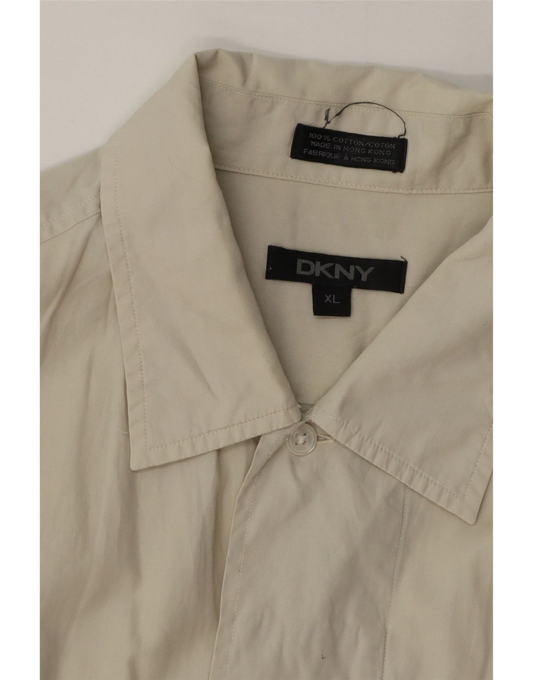 Camicia Dkny da uomo a maniche corte XL in cotone beige