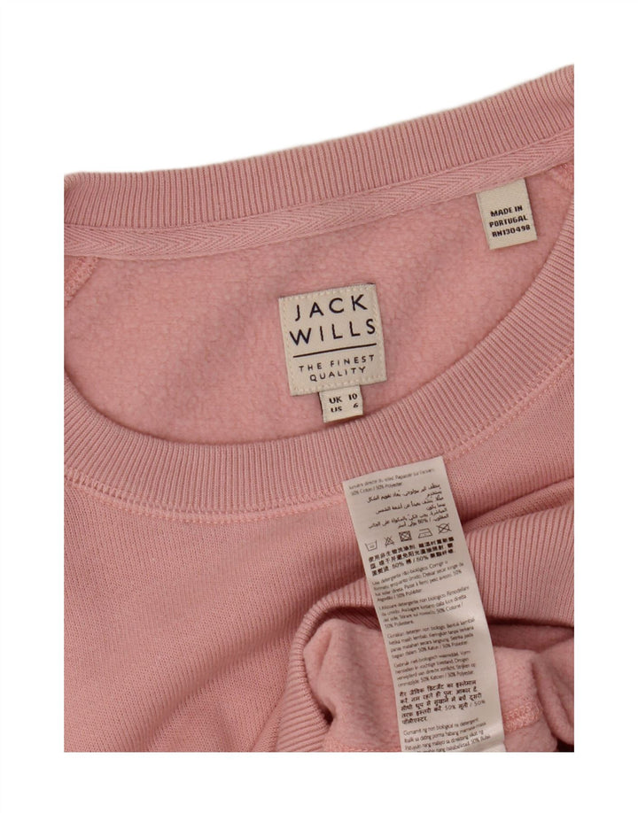 JACK WILLS Felpa oversize da donna Maglione UK 10 Piccolo cotone rosa