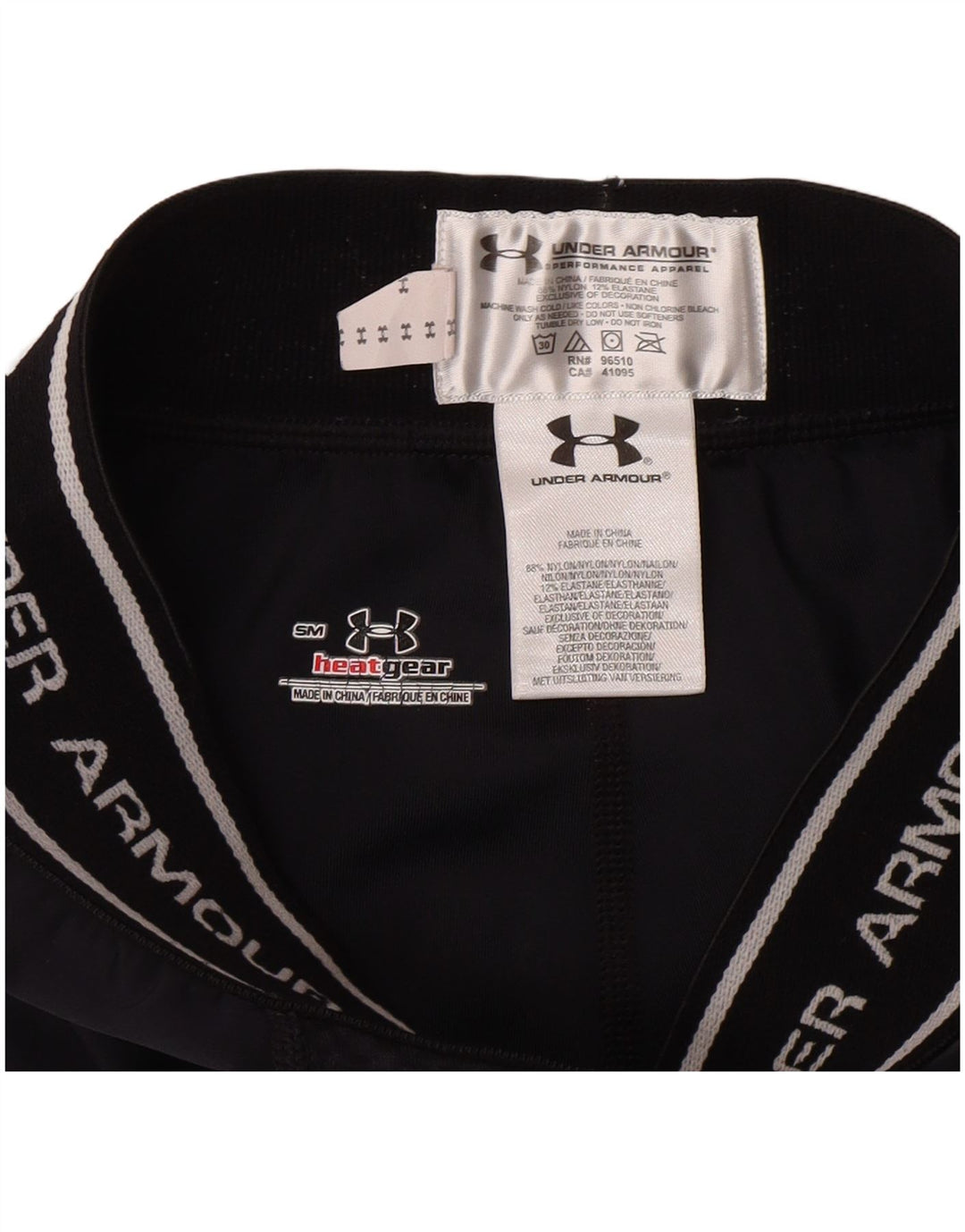 UNDER ARMOUR Mens Heat Gear Graphic Leggings Small Black Nylon