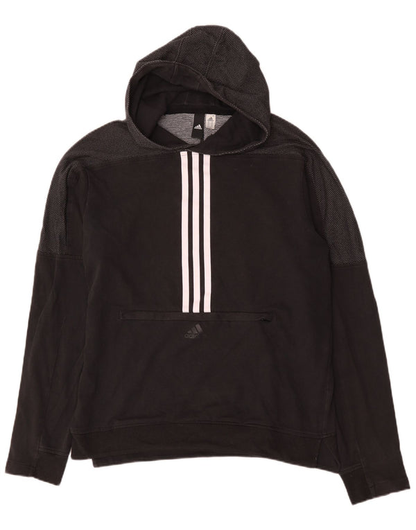 Adidas Mens Hoodie Jumper Medium Black Cotton