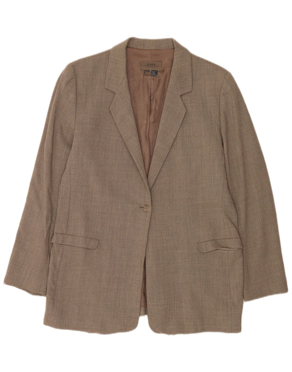 Giacca blazer a 1 bottone da donna Zara EU 44 XL lana marrone