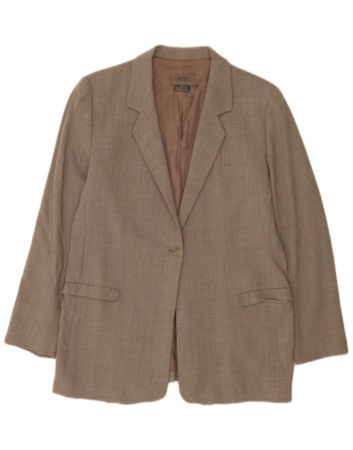 Giacca blazer a 1 bottone da donna Zara EU 44 XL lana marrone