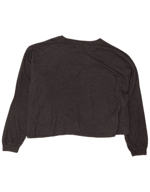 Top corto grafico da donna WRANGLER manica lunga UK 10 piccolo grigio floreale