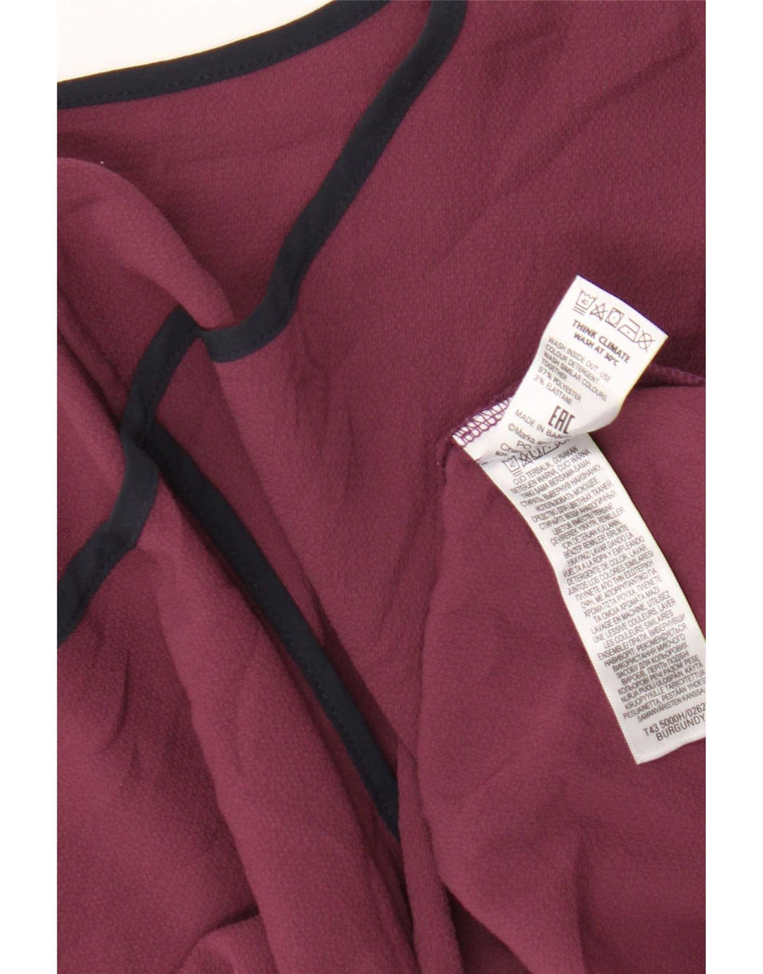 Top camicetta regolare da donna Marks & Spencer UK 20 2XL Poliestere bordeaux