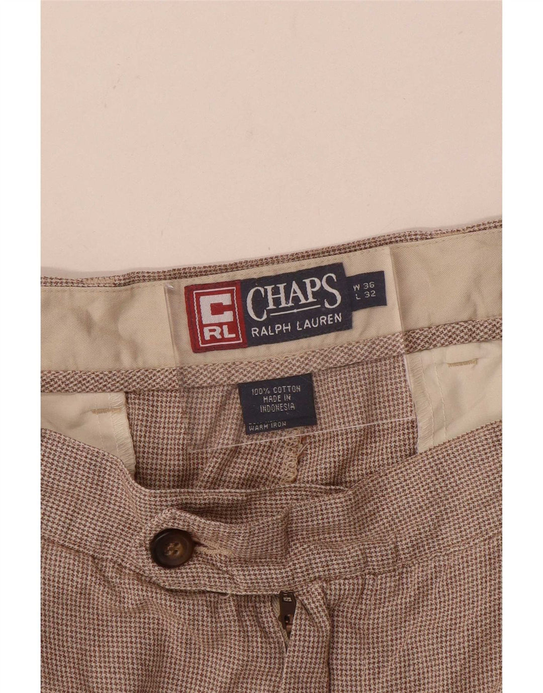 Pantaloni da abito con pegging da uomo Chaps Ralph Lauren W36 L32 pied de poule marrone