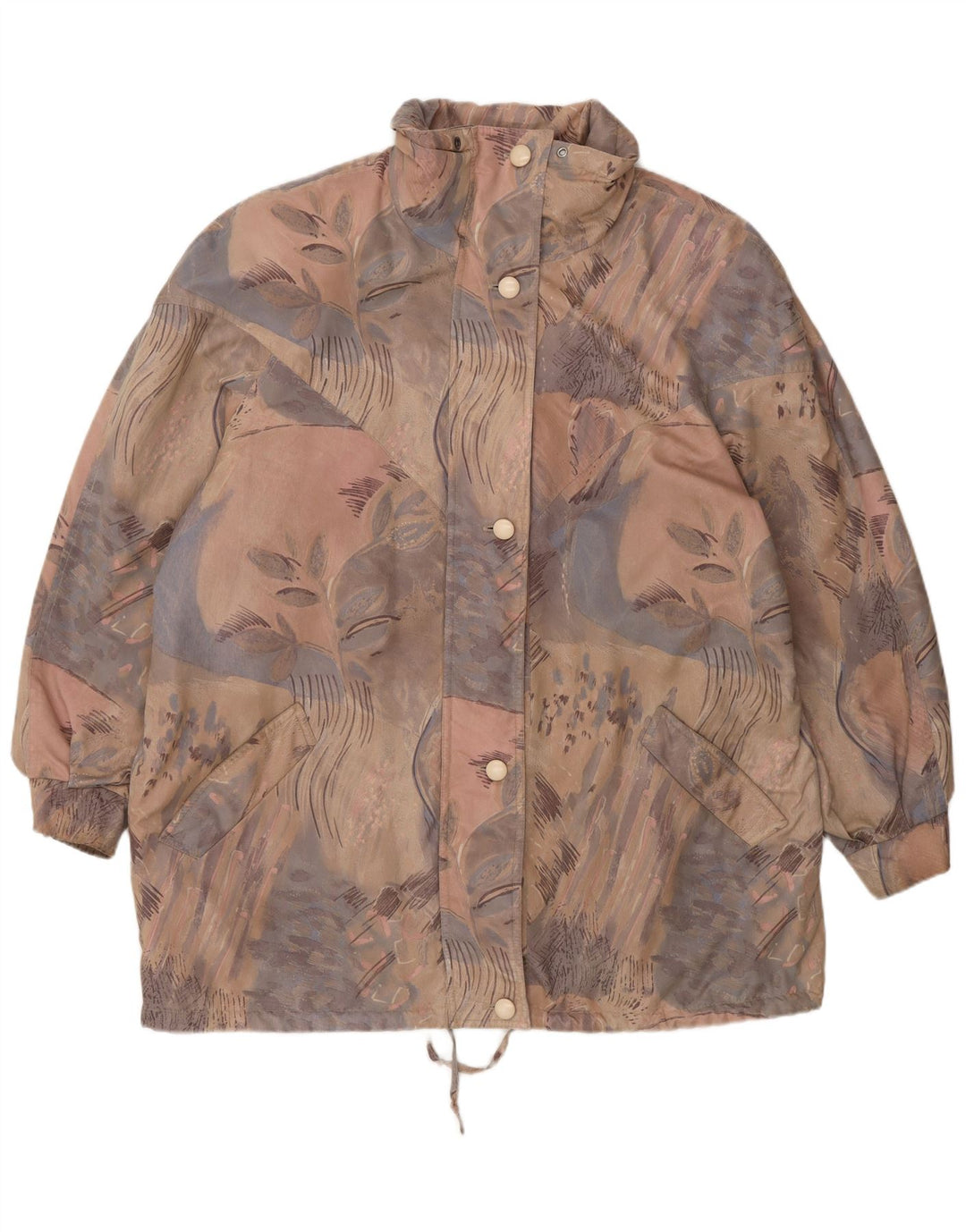 Giacca a vento vintage da donna UK 16 grande floreale multicolore