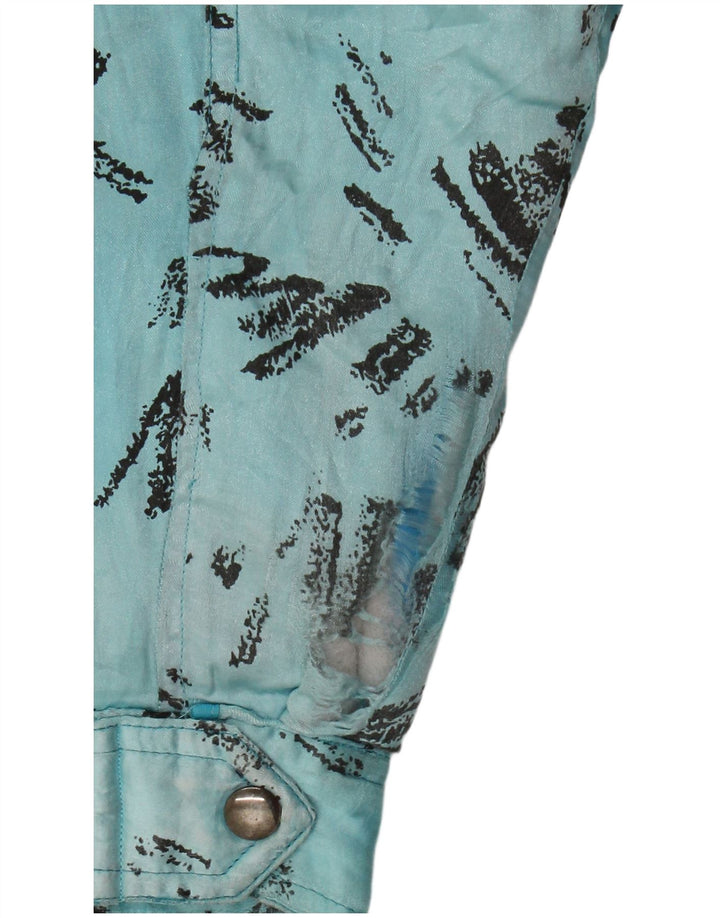 Giacca a vento vintage da uomo con motivo astratto UK 36 piccolo blu