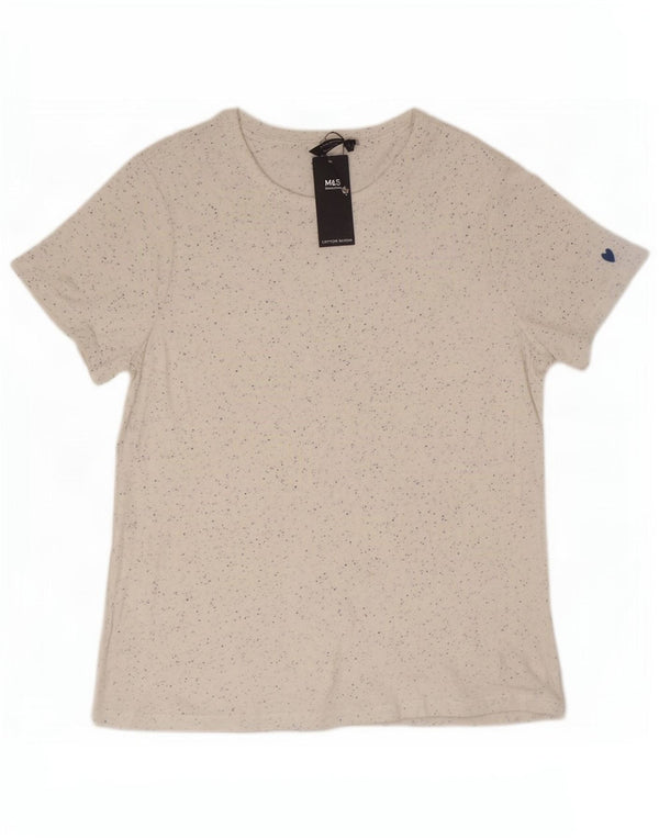 T-shirt da donna Marks & Spencer Top UK 18 XL viscosa screziata bianca