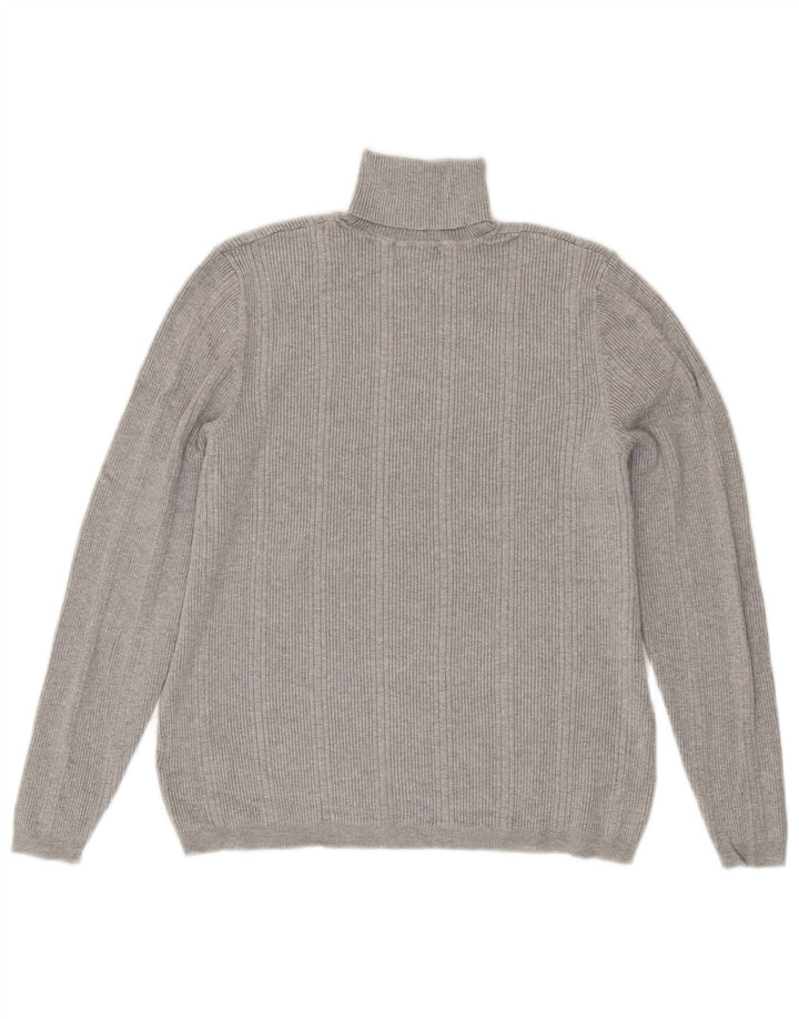 Maglione maglione a collo alto da donna Marks & Spencer UK 18 XL viscosa grigia