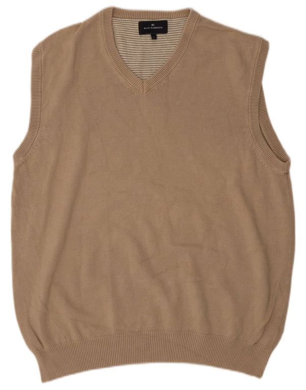 Marks & Spencer Canotta da uomo blu Harbour Vest grande in cotone beige