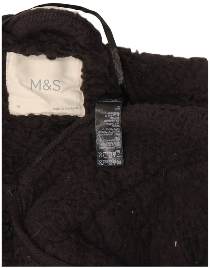 MARKS & SPENCER Maglione cardigan lungo da donna UK 14 Medio Nero