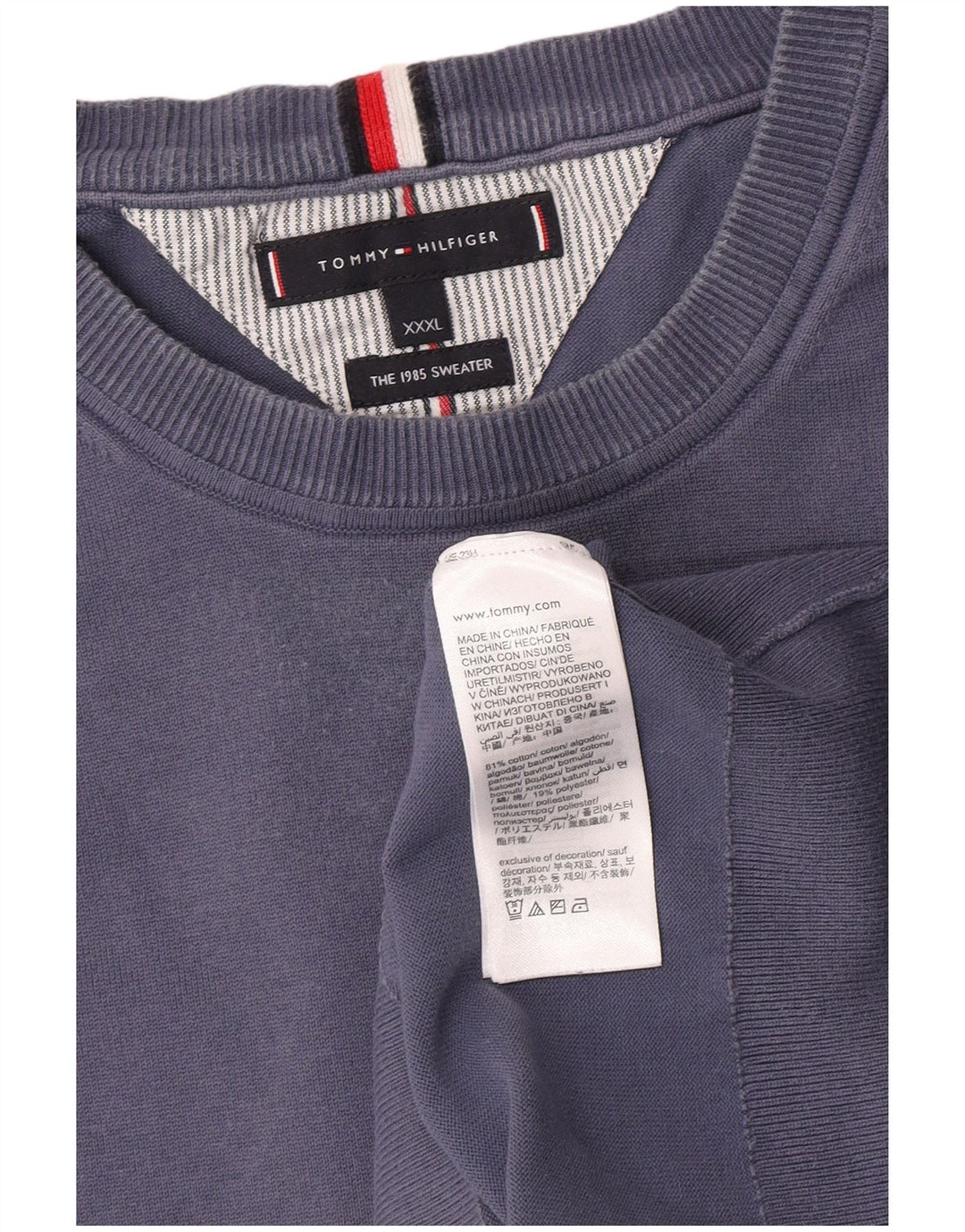 Tommy Hilfiger Uomo Felpa Maglione 3XL Cotone Blu