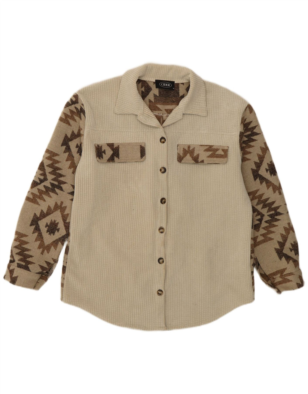 Camicia overshirt da donna CIDER UK 14 Azteco in poliestere geometrico beige medio