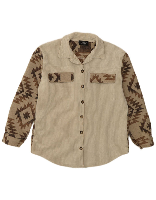 Camicia overshirt da donna CIDER UK 14 Azteco in poliestere geometrico beige medio