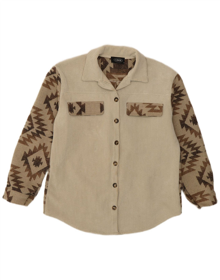 Camicia overshirt da donna CIDER UK 14 Azteco in poliestere geometrico beige medio