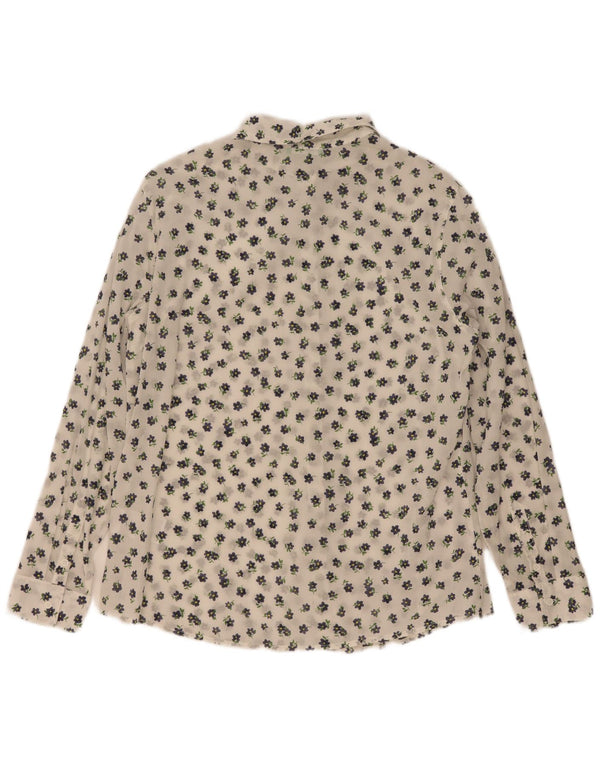 Camicia da donna Benetton UK 16 grande cotone floreale bianco