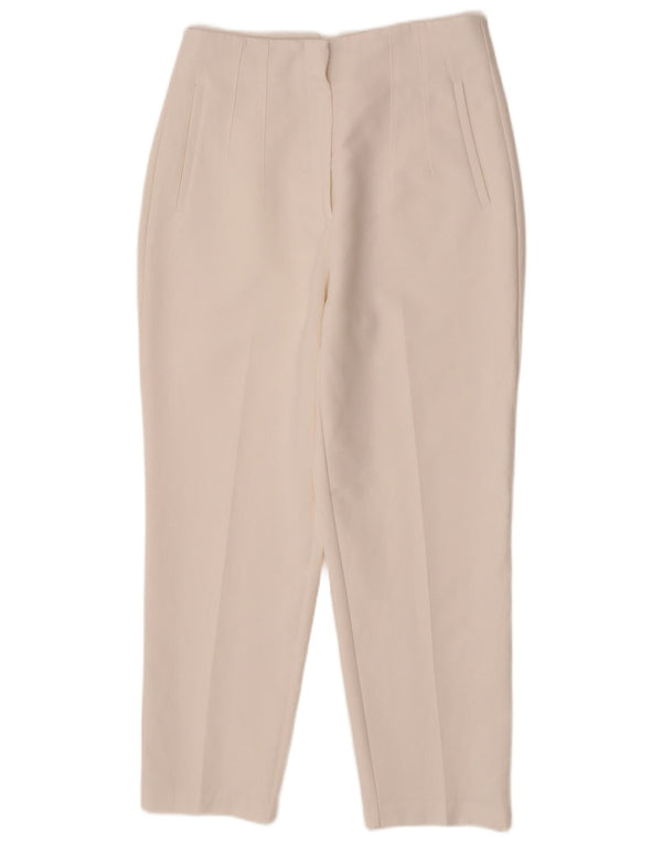 Pantaloni da abito affusolati a vita alta da donna Zara grandi W30 L26 poliestere bianco