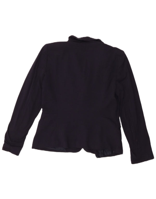 Giacca blazer a 1 bottone da donna Zara UK 14 grande in viscosa blu navy