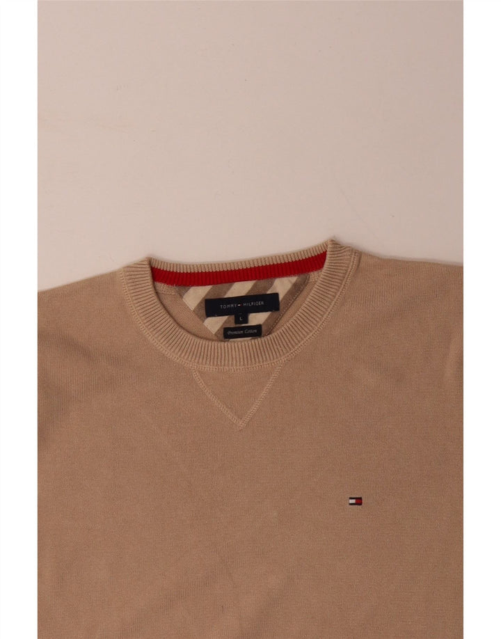 TOMMY HILFIGER Maglione maglione girocollo da uomo grande cotone beige