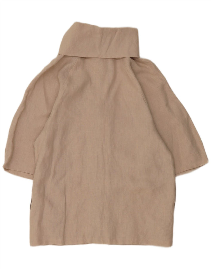 Camicetta Camicia Vintage da Donna IT 44 Lino Grigio Medio