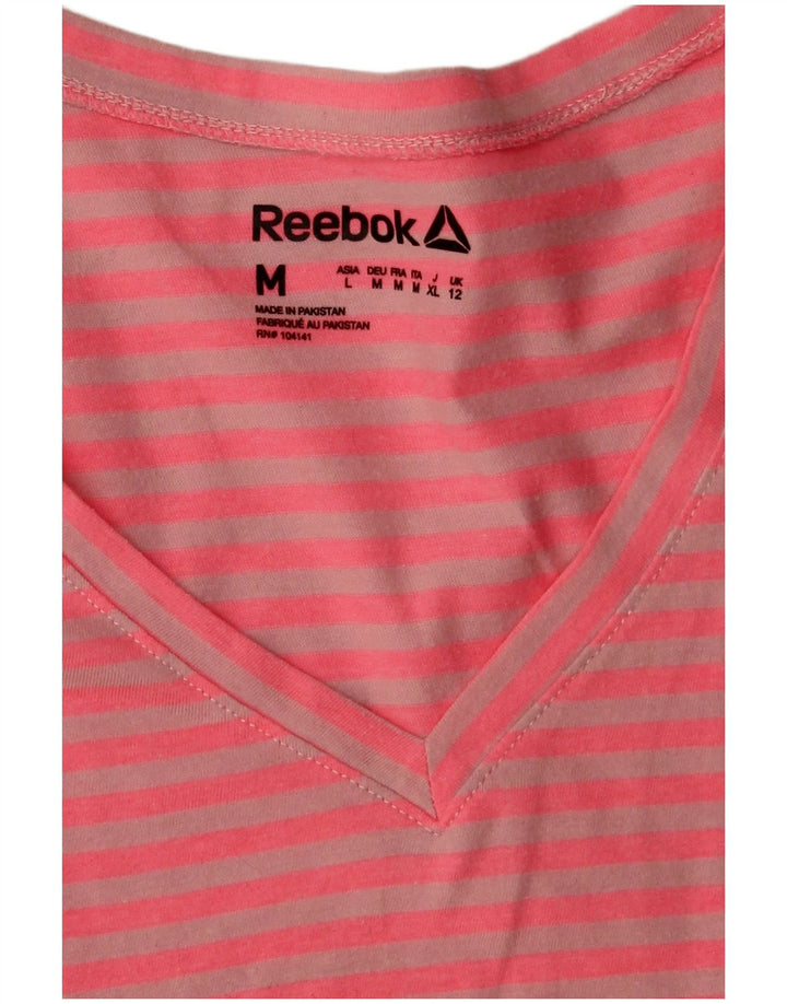 T-shirt Reebok da donna Top UK 12 poliestere a righe rosa medio