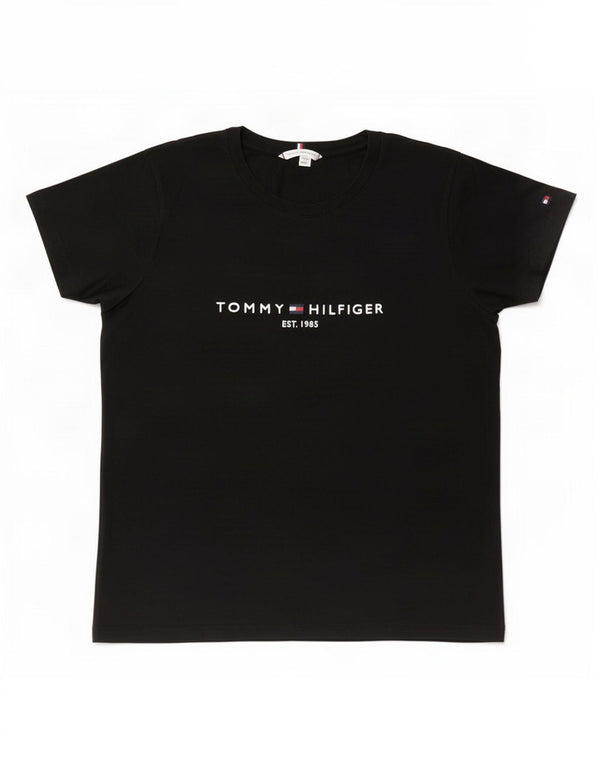 Tommy Hilfiger Womens Graphic T-Shirt Top UK 20 2XL Black Cotton