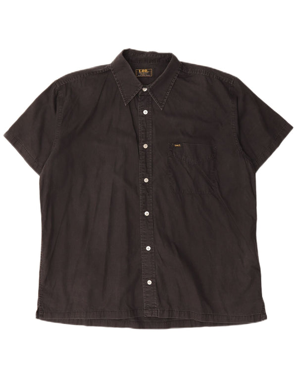 Camicia a maniche corte da uomo Lee Large in cotone nero