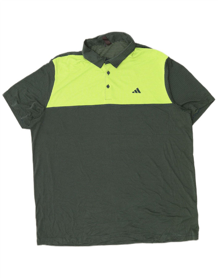 Polo Adidas da uomo 2XL poliestere color block verde