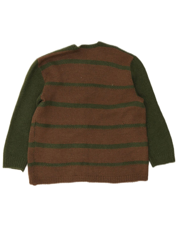 Maglione cardigan vintage per ragazze 11-12 anni a righe marroni