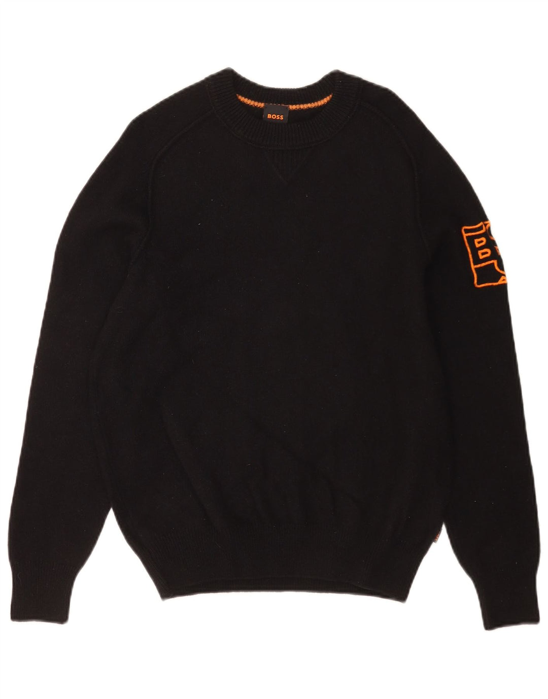 Hugo Boss Maglione girocollo grafico da uomo in cotone nero medio