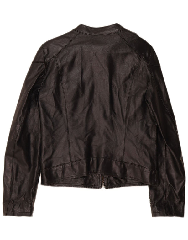 Giacca da motociclista in pelle corta da donna Viamaestra UK 12 media nera