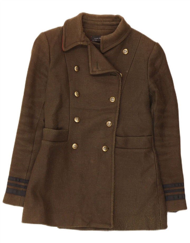 Cappotto da marinaio da donna Zara UK 10 piccolo in lana kaki