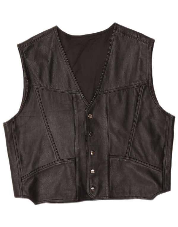 Gilet in pelle da uomo vintage 2XL in pelle nera