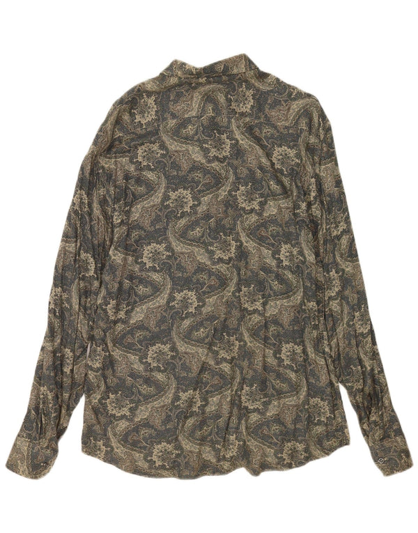 Camicia vintage da uomo taglia 43 17 XL viscosa Paisley verde